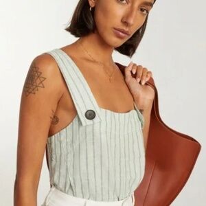 Everlane The Apron Linen Tan in Mint Green- Size 0- BRAND NEW